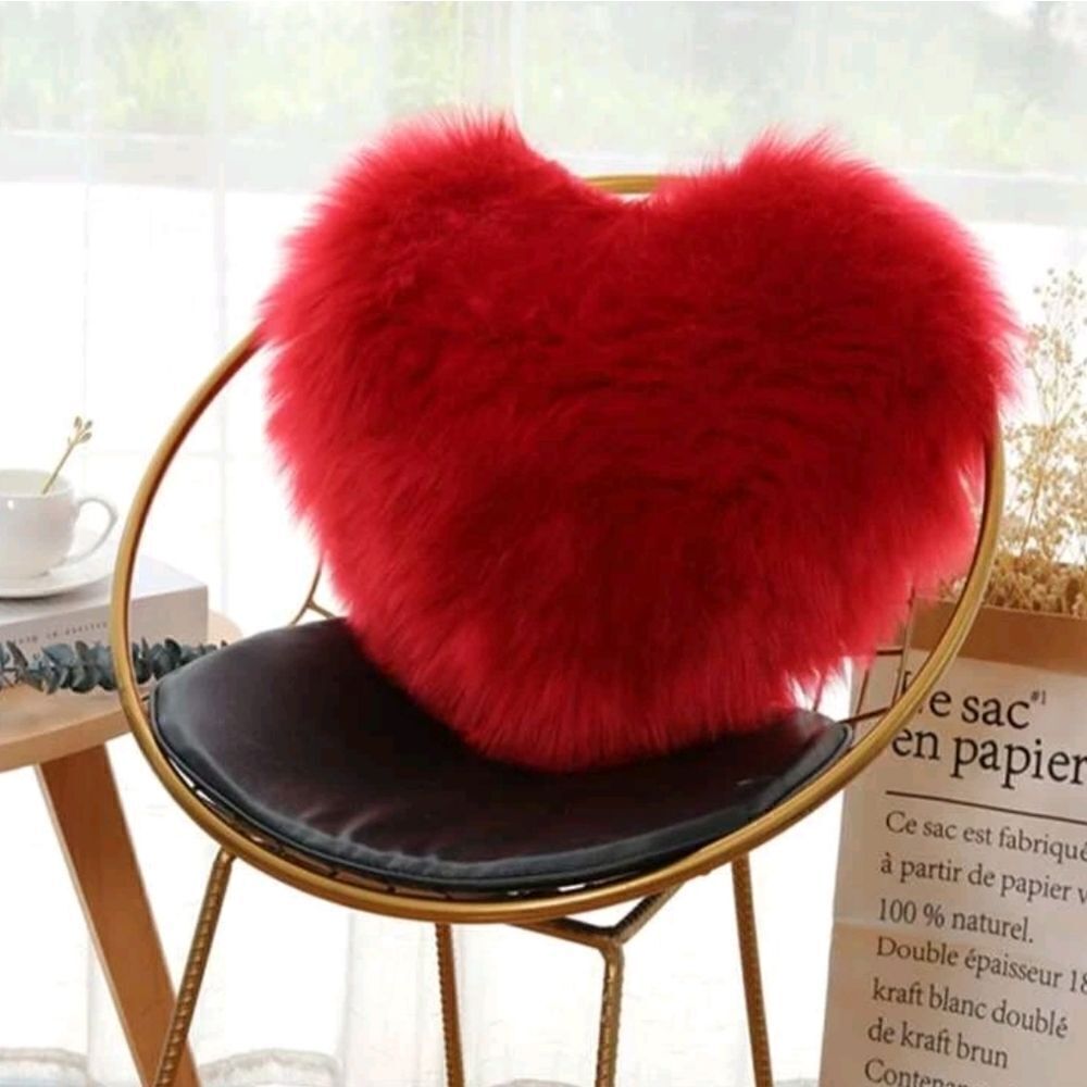 Fuzzy Heart Shaped Pillow Cover